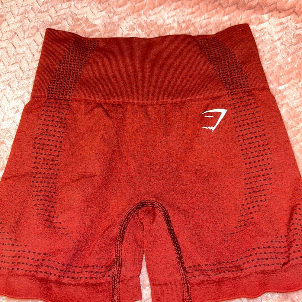 Red Women's Athletic Shorts - Picture 1 of 3